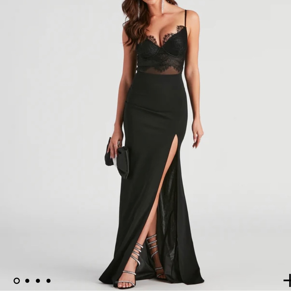 New without tags size Small long back dress evening gown with lace high slit ***